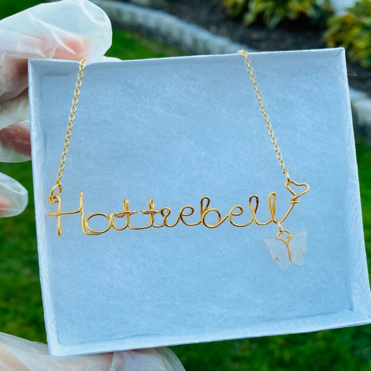 WIRE NAME NECKLACE Customized 24k Gold Plated