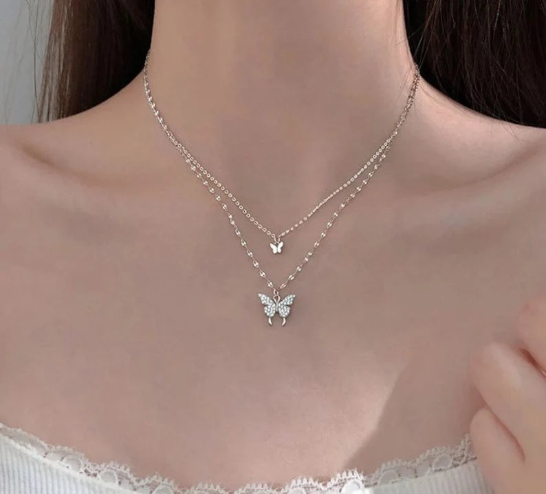 Double layer butterfly Necklace